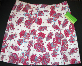 NWT Allyson Whitmore Bogey Golf Box Pleat Skort Skirt Pink Blue Paisley ... - $44.55