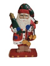 Vintage Wooden Santa Claus Decoration Christmas Decor Xmas VTG 10&quot; Bazaars - $18.74