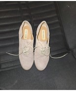 Steve Madden Omyra Suede Oxford Heeled Booties Lace Up Tan Beige Women&#39;s... - $28.06