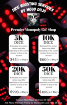 Monopoly Go! Dice Boosting Services 50K Dice (Read Description) - $184.99