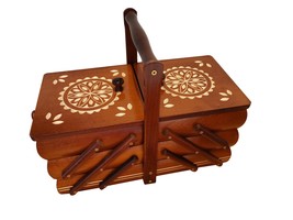Small sewing box from wood, carved sewing caddy, jewellery box for woman / girl  - £82.48 GBP