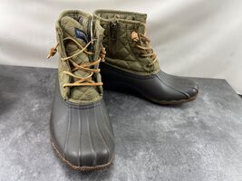 Sperry Top Sider Rain Boots Women 7 M Saltwater Shoes Green Quilted Wate... - €16,72 EUR