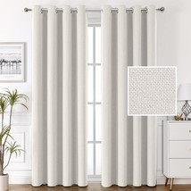 100% Blackout Linen Curtains 96 Inches Long Thermal Curtains For, Off White - £46.29 GBP