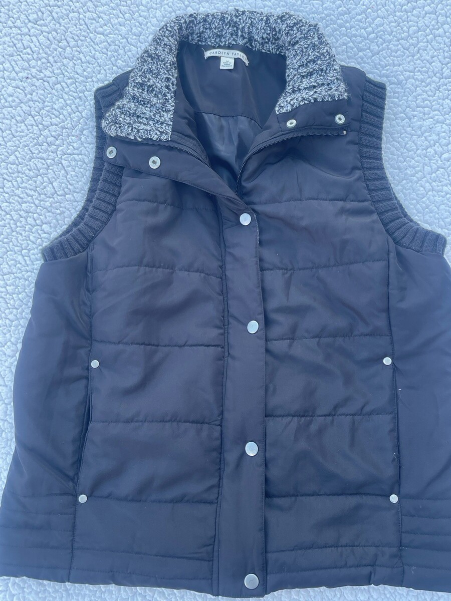 Carolyn Taylor Puffer Vest Women&#39;s Medium Sweater Collar - $13.59
