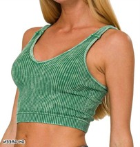 Zenana Ribbed Cropped V-Neck Tank Top Size S/M - $389.97 MXN