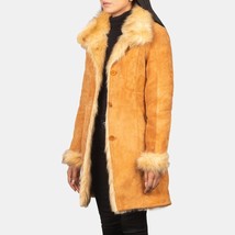 Erica Shearling Beige Leather Coat - £193.41 GBP