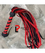 Red and Black Genuine Leather BDSM Flogger 25 Falls 9&quot; Handle Mild Impact - $23.36