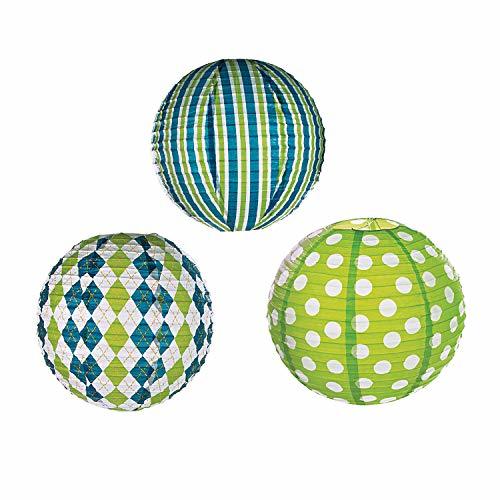 Preppy Print Lantern Assortment for Birthday - 3 Pieces - $5.87