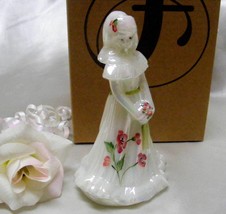 3665 Fenton Pink Floral On Mother Of Pearl Bridesmaid Figurine - £75.76 GBP