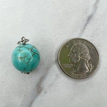 Silver Tone Faux Turquoise Bubble Bead Upcycled Pendant - £5.53 GBP