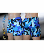 Thunderbox Nylon Spandex Mens Blue Camouflage Titan Pouch Shorts 1~L - $25.00