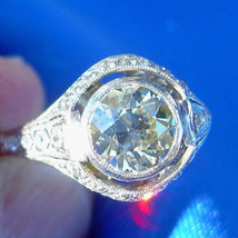 Earth mined Diamond Deco Engagement Ring 1.71 Carat Antique Platinum Solitaire - $15,005.25