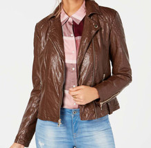 Tommy Hilfiger Womens Quilted Moto Jacket,Size Large,Cognac - £78.74 GBP