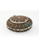 Argent Filigrane Antique Pilule Boîte Avec Tournesol Motif - $1,997.81 MXN