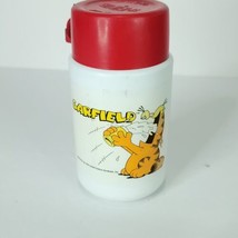 Vintage Red White Plastic Garfield the Cat Eating Jim Davis Thermos - £15.54 GBP