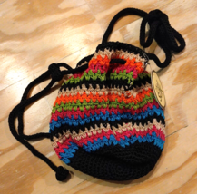 THE SAK Classic Mini Crochet Bucket Crossbody Bag Multicolored Striped R... - $61.20