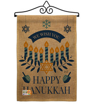 Wish You Happy Hanukkah Burlap - Impressions Decorative Metal Wall Hanger Garden - £27.05 GBP