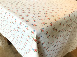 54&quot;x54&quot; - Flowers and Dots Red - Tablecloth Floral Collection Cotton Events - £26.37 GBP