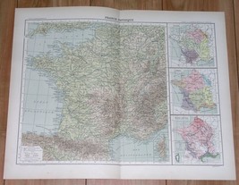 1907 Original Antique Physical Map Of France / Climate Agriculture - £14.13 GBP