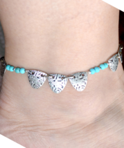 Anklet, Turquoise Anklet, Silver anklet, Boho anklet, Bohemian anklet, Ank1 - £7.98 GBP