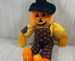 Kuddle Me Toys Halloween jack-o-lantern doll pumpkin scarecrow man plush - $20.78