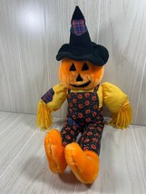 Kuddle Me Toys Halloween jack-o-lantern doll pumpkin scarecrow man plush - $20.78