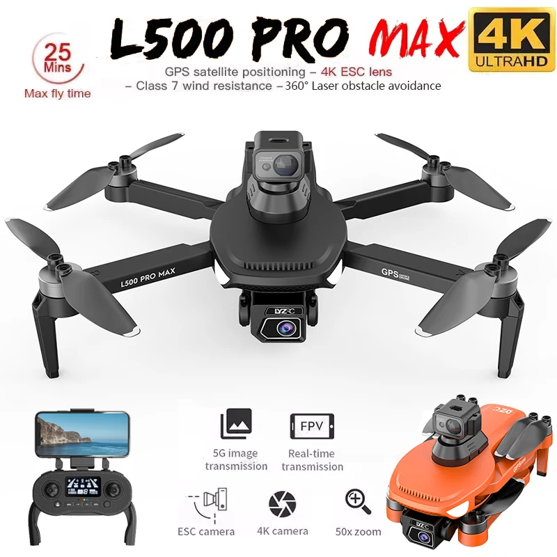 L500 PRO SE MAX Drone 4K Professional HD Dual Camera 360°Obstacle Avoidance - £104.33 GBP+