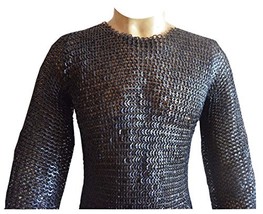 Full Flat Riveted Chainmail Shirt Large Size Medieval Chainmail Hauberge... - $232.06