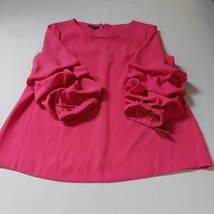 Alfani Women's Pink Back Zipper Gilded Plum Sleeves Blouse Shirt Size Medium image 13