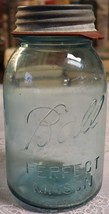 Vintage Ball Perfect Mason quart blue jar with zinc lid #14 - £15.33 GBP