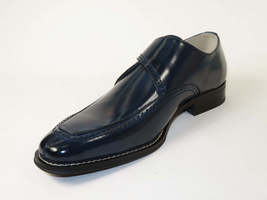 Men's Giovanni Shoes High Quality Leather Monk Strap Buckle AMATO Navy image 4