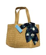 Draper James Woven Straw Tote Bag Magnolia Scarf Large Summer Beach Handbag - $43.20