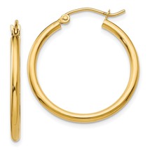 10K Gold Polished Round Hoop Earrings Jewelry 22 x 2mm - £71.29 GBP