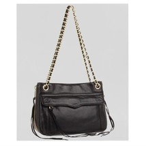 Rebecca Minkoff Black Leather Medium Convertible Shoulder Bag Gold Hardware - £75.93 GBP