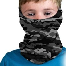 Halloween Kids Camo Mask Neck Wrap Gaiter Face Headband Hood Multi Gray - £6.32 GBP