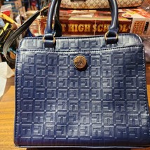 Tommy Hilfiger Women`s  Satchel Blue  Embossed Bag Purse - £18.44 GBP