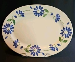 Springwood By Pfaltzgraff 14&quot; Oval Serving Platter Dish Floral Blue Flowers - £38.36 GBP