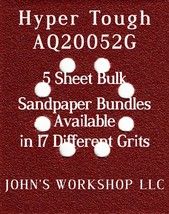 Hyper Tough AQ20052G - 1/4 Sheet - 17 Grits - No-Slip - 5 Sandpaper Bulk Bundles - $4.99