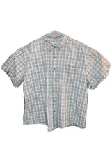 3XL Mens Short Sleeve Button Down Blue Mountain 100% Cotton Gray Checked... - £13.89 GBP