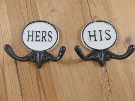COAT HOOKS HIS AND HERS ENTRY WAY BATH TOWEL BATHROOM GARAGE ORGANIZATIO... - $22.52 CAD