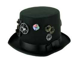 Formal Black Steampunk Style Top Hat With Flashing LED Lights - £16.31 GBP