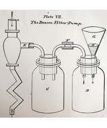 The Bunsen Filter Pump Victorian 1887 Art Plate Print Agriculture DWT9B - $35.09 CAD