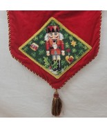 Nutcracker Table Runner Velvet Tassels Needlepoint Red XMAS Gold Cording... - $19.95