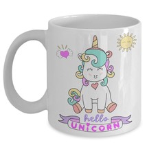 Hello Unicorn Mug Cute Gift for Daughter Granddaughter Niece Ceramic White 11 oz - £15.53 GBP