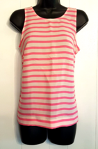 J. Crew size 2 Pink &amp; White Striped Tank Top Sleeveless Summer Shirt - £19.33 GBP