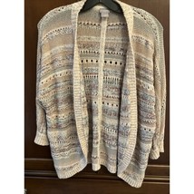 Chico’s Striped Mixed-Yarn Cocoon Cardigan Women’s Size M Open Front Cur... - $21.78
