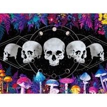 Tapestry Wall Hanging Colorful Floating Skulls 5 ft x 4 ft Home Decor - £14.38 GBP