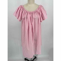 NWT The Tiny Tassel Mini Shift Dress Sz L Pink White Gingham Flutter Sleeve - $33.32
