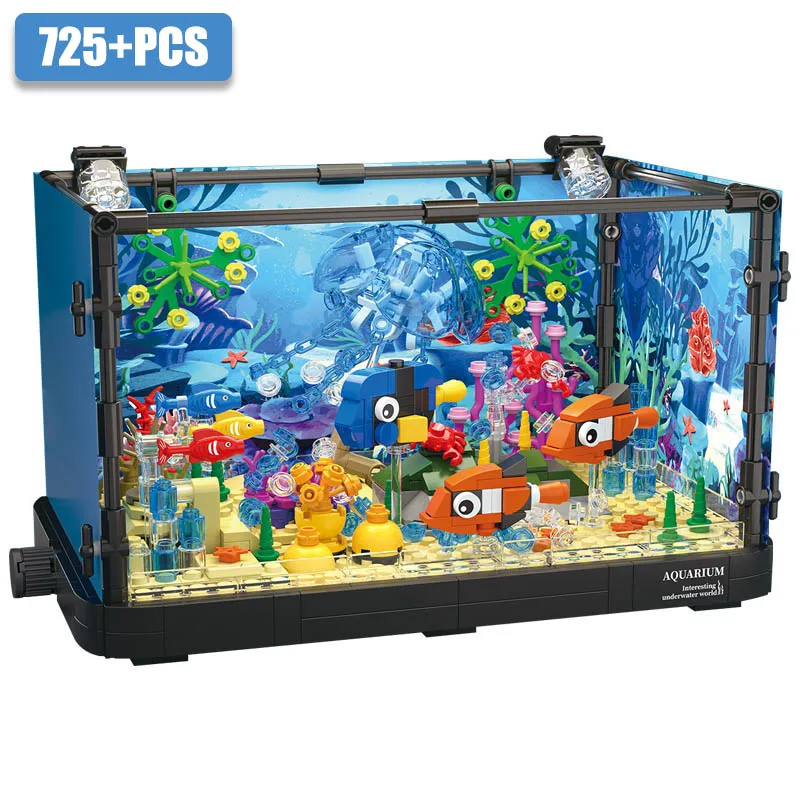 Creative Fishbowl DIY Aquarium Building Blocks Sea Turtle Jellyfish Fish Tank - £43.99 GBP