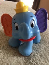 Fisher Price DUMBO Blue Elephant Click Clicker Baby Toy Orange Purple Ears - £6.65 GBP